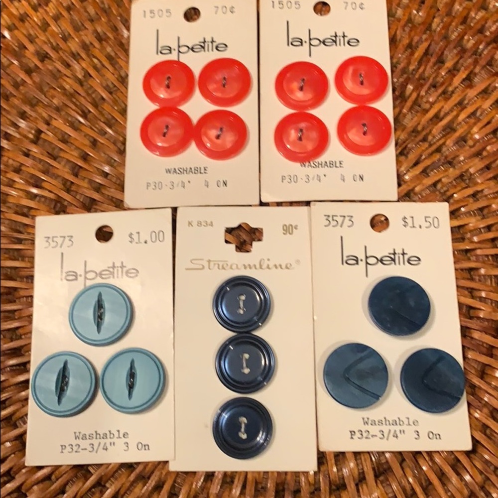 Vintage Buttons 3/4” - 5 sets Total of  17